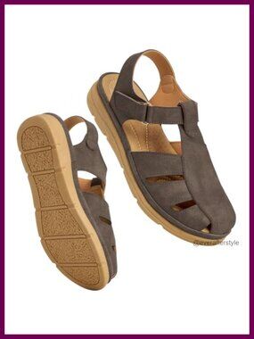 Faux Leather Closed Toe Fisherman Sandals Comfort Walking Flats
